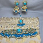 Polki choker sets in most stunning color in blue